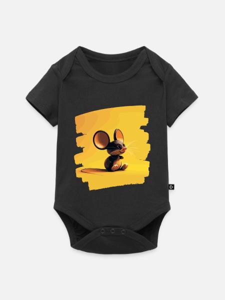 Maus - Baby Premium Kurzarmbody - Schwarz