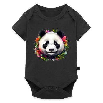 Panda - Baby Premium Kurzarmbody - Schwarz - Vorne