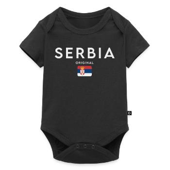Drapeau de la Serbie, fierté serbe - Body à manches courtes Premium Bébé - noir - Devant