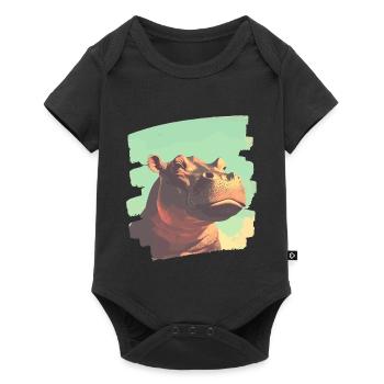 Nilpferd Retro - Baby Premium Kurzarmbody - Schwarz - Vorne