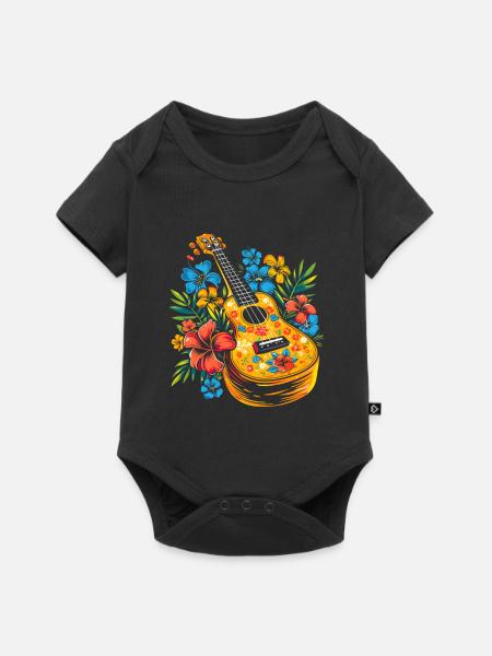 Ukulele Cartoon-Stil - Baby Premium Kurzarmbody - Schwarz