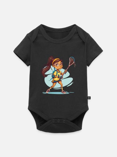 Cartoon Lacrosse Mädchen - Baby Premium Kurzarmbody - Schwarz