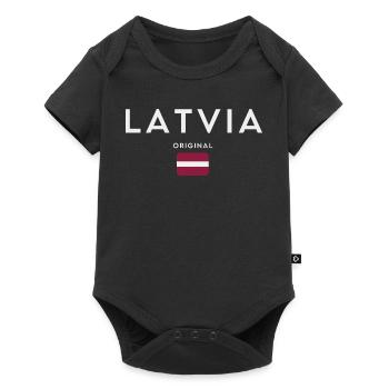 Latvian flag, Latvian pride - Baby Premium short-sleeve bodysuit - black - Front