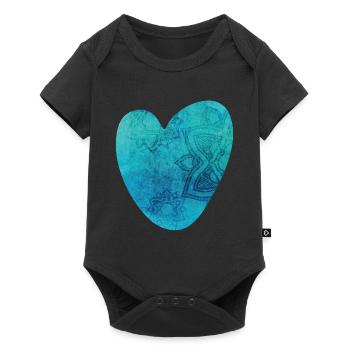 Yoga Heart Mandala Pattern Meditation Love Fan om - Baby Premium short-sleeve bodysuit - black - Front