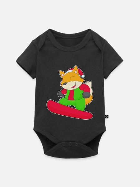 Fuchs Weihnachten Snowboard - Baby Premium Kurzarmbody - Schwarz