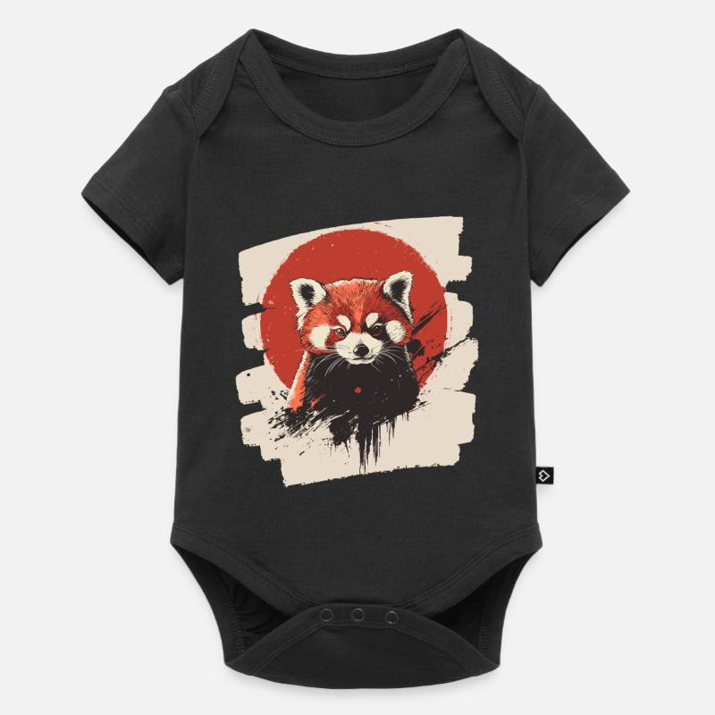 Panda roux rétro - Body à manches courtes Premium Bébé - noir