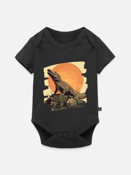 Krokodil Retro - Baby Premium Kurzarmbody - Schwarz