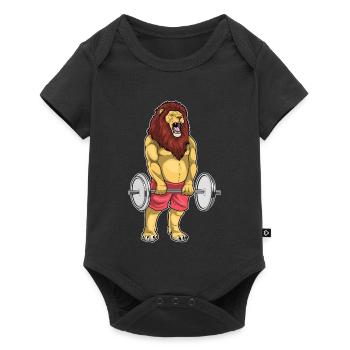 Lion Bodybuilder Barbell Bodybuilding - Body à manches courtes Premium Bébé - noir - Devant