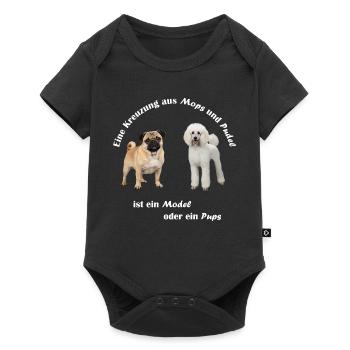 Kreuzung Pudel und Mops - Baby Premium Kurzarmbody - Schwarz - Vorne