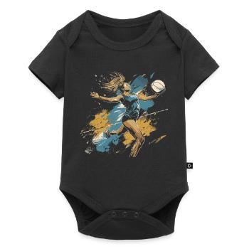 Graffiti d’un joueur de volley-ball - Body à manches courtes Premium Bébé - noir - Devant