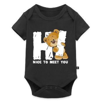 Ours en peluche mignon salutation dicton anglais - Body à manches courtes Premium Bébé - noir - Devant