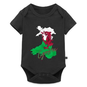 Flagge von Wales, walisischer Stolz - Baby Premium Kurzarmbody - Schwarz - Vorne