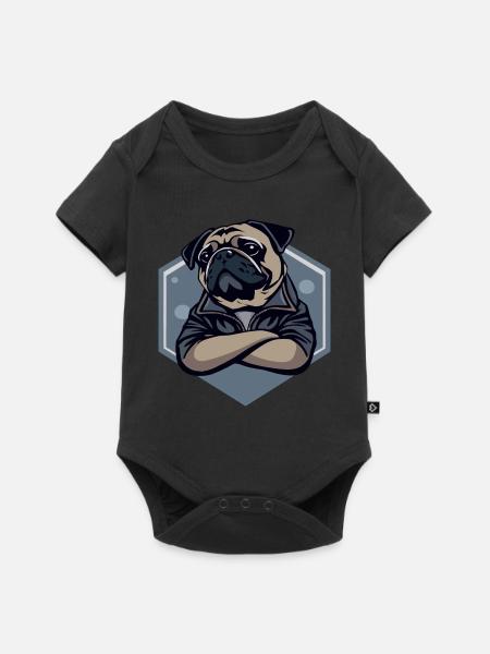 Mops Hund - Baby Premium Kurzarmbody - Schwarz