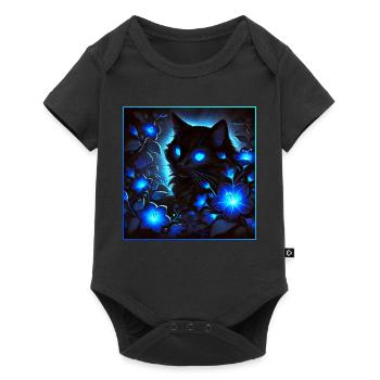 A shimmering glowing little black cat - Baby Premium short-sleeve bodysuit - black - Front