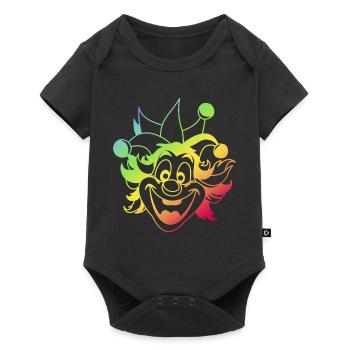 Rainbow Jester Smile Clown Kasper Fasching - Baby Premium Kurzarmbody - Schwarz - Vorne