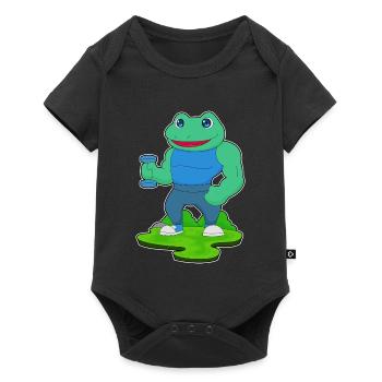 Frog Bodybuilder Dumbbell Bodybuilding - Baby Premium short-sleeve bodysuit - black - Front