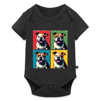 Pop Art Bulldog, Bubbles, Pancake, Chonk, Nibbles - Baby Premium short-sleeve bodysuit - black - Front