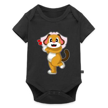 Hund Braut Schleier Hochzeit - Baby Premium Kurzarmbody - Schwarz - Vorne