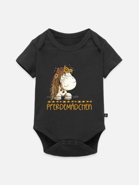 Pferdemädchen Spruch Mit Süßem Pferd - Baby Premium Kurzarmbody - Schwarz