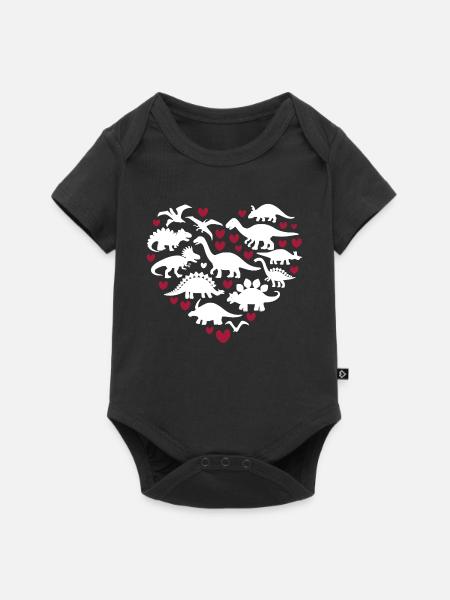 Ich liebe Dinosaurier - Baby Premium Kurzarmbody - Schwarz