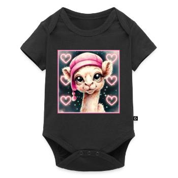 Chameau avec casquette endormie - Body à manches courtes Premium Bébé - noir - Devant