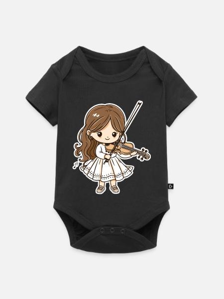 Violinistin Mädchen Cartoon - Baby Premium Kurzarmbody - Schwarz