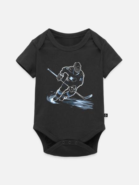 Eishockeyspieler Zeichnung - Baby Premium Kurzarmbody - Schwarz