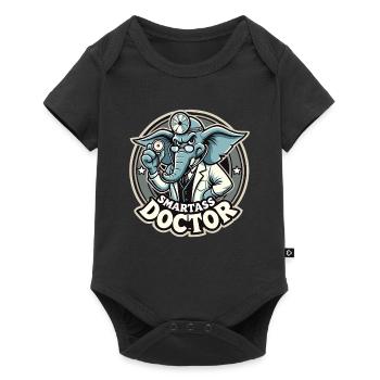 Smartass Doctor Elephant Drôle de cadeau - Body à manches courtes Premium Bébé - noir - Devant