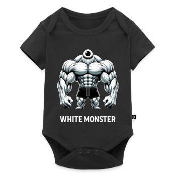 White Monster - Muskelmonster Fitness Gym Training - Baby Premium Kurzarmbody - Schwarz - Vorne