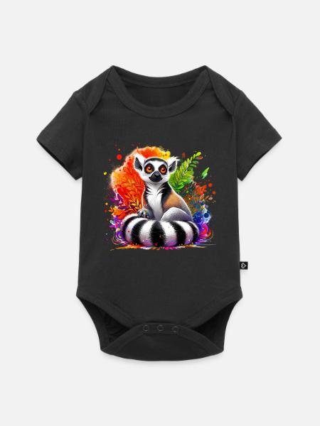 Lemur - Baby Premium Kurzarmbody - Schwarz