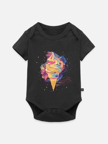Eiscreme Vaporwave - Baby Premium Kurzarmbody - Schwarz