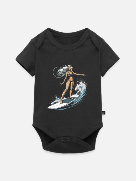 Weibliche Surferin Grafik - Baby Premium Kurzarmbody - Schwarz