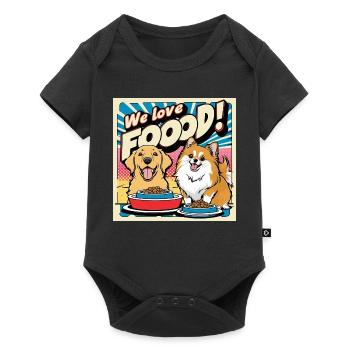 Comic Dogs - We Love Food - Baby Premium Kurzarmbody - Schwarz - Vorne