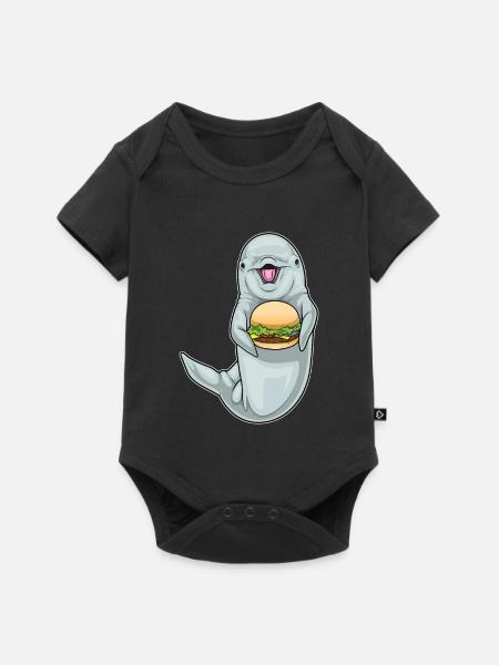 Delfin Cheeseburger - Baby Premium Kurzarmbody - Schwarz