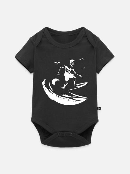 Surfing Zeichnung - Baby Premium Kurzarmbody - Schwarz