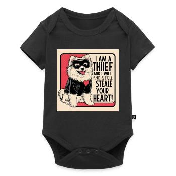 Pomeranian Dog "I am a thief" - Baby Premium short-sleeve bodysuit - black - Front