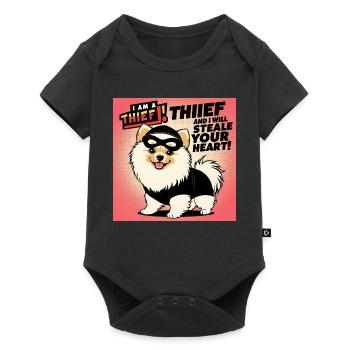 Comicstyle Pomeranian Dog "I am a thief" - Baby Premium short-sleeve bodysuit - black - Front