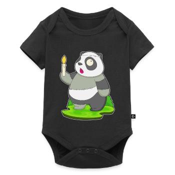 Panda Halloween Zombie - Baby Premium Kurzarmbody - Schwarz - Vorne