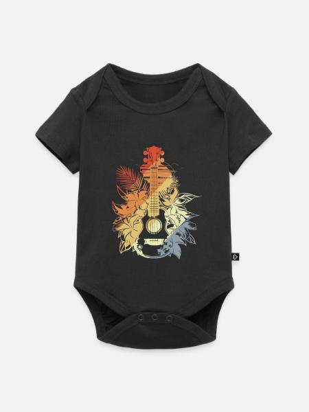 Ukulele Cartoon Look - Baby Premium Kurzarmbody - Schwarz