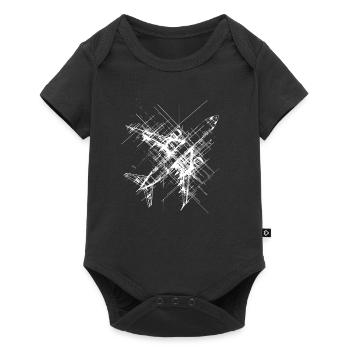 Dessin au trait d’avion - Body à manches courtes Premium Bébé - noir - Devant