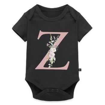 Z Monogram, Floral, Personalizable - Baby Premium short-sleeve bodysuit - black - Front