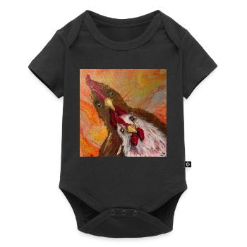 Rooster and chicken - Baby Premium short-sleeve bodysuit - black - Front