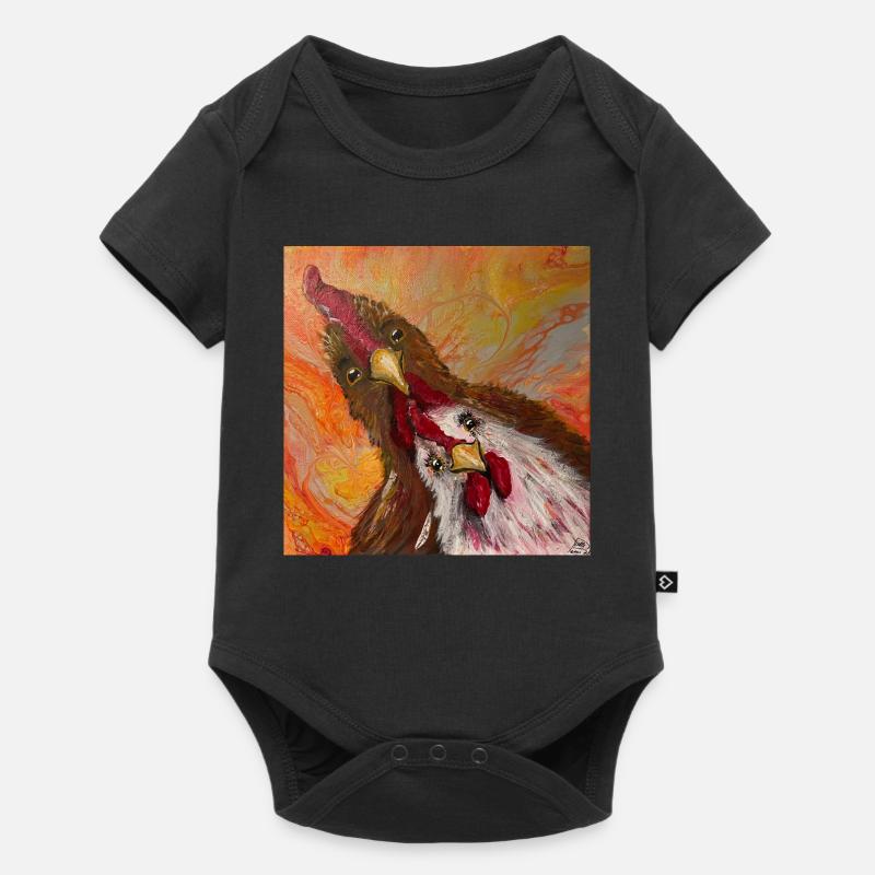 Coq et poulet - Body à manches courtes Premium Bébé - noir