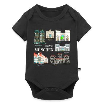 Munich, Hand Drawing Landmark, Bavaria - Baby Premium short-sleeve bodysuit - black - Front