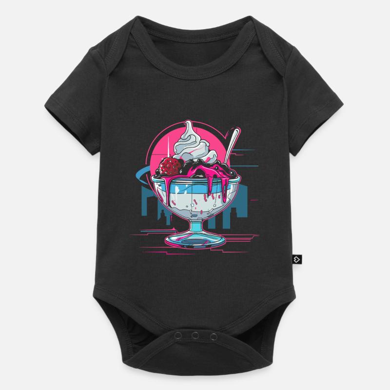 Coppa gelato Retrowave - Body Premium a maniche corte per neonati - nero