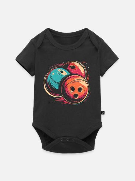 Bowlingkugeln Synthwave - Baby Premium Kurzarmbody - Schwarz