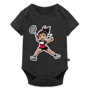 Dessin animé du joueur de badminton - Body à manches courtes Premium Bébé - noir - Devant