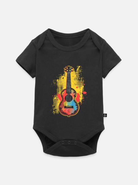 Ukulele Cartoon-Stil - Baby Premium Kurzarmbody - Schwarz