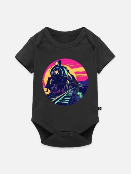 Eisenbahn Illustration - Baby Premium Kurzarmbody - Schwarz