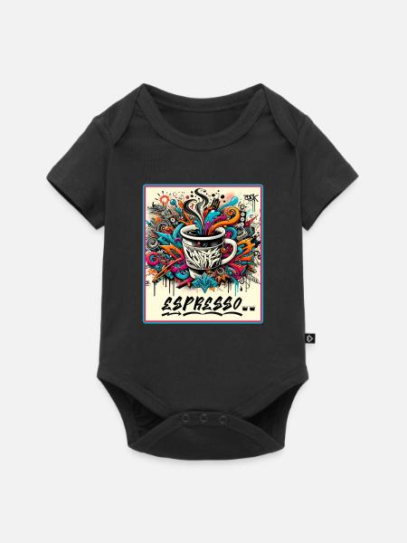 Espresso Graffiti Kaffee Design - Baby Premium Kurzarmbody - Schwarz